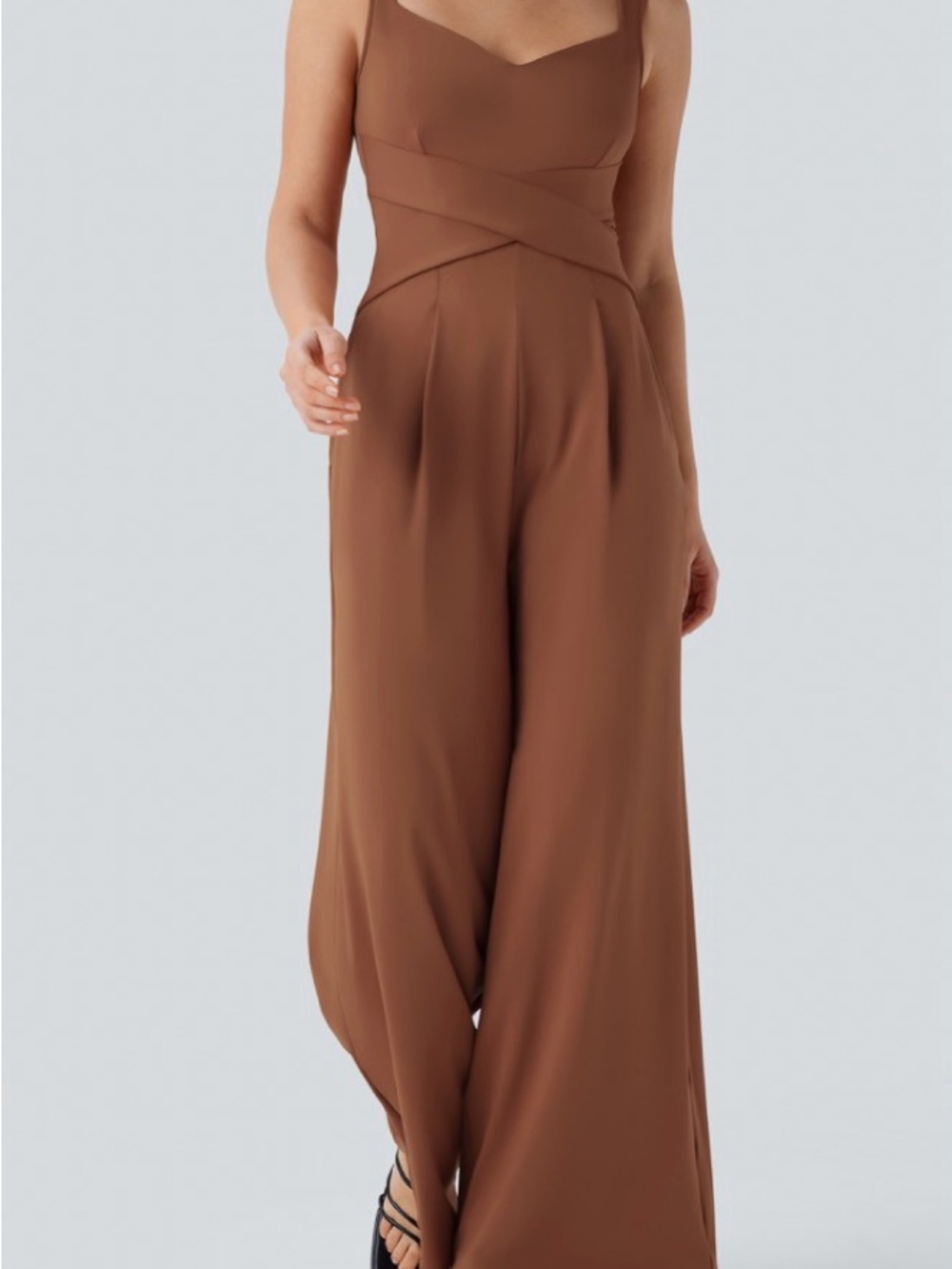 HALARA Rust Wide-Leg Wrap Jumpsuit w/ Built-In Bra